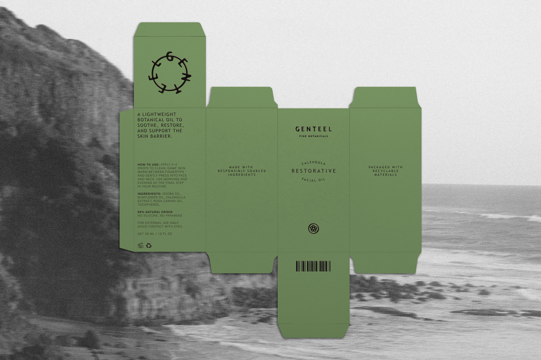 Unfolded Genteel Restorative Facial Oil carton