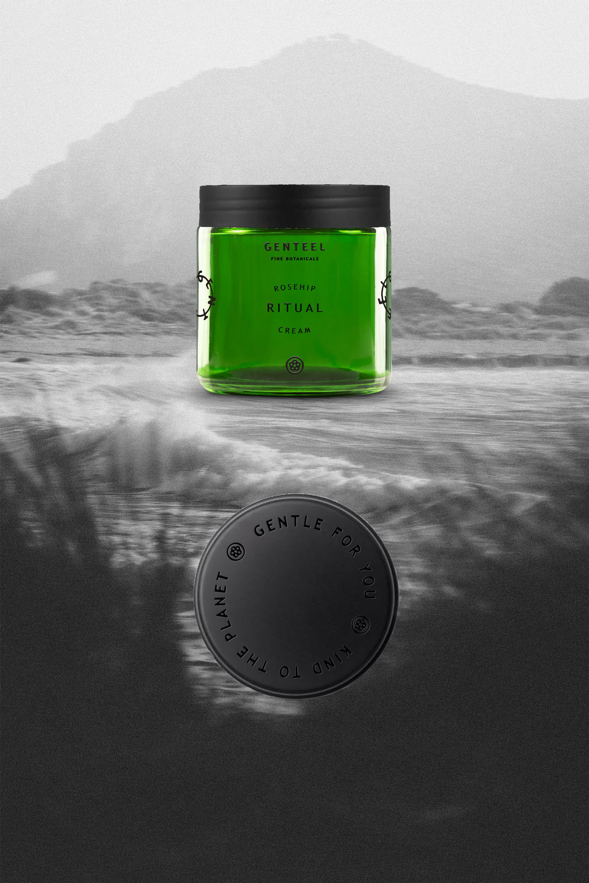 Genteel Rosehip Ritual Cream jar and lid